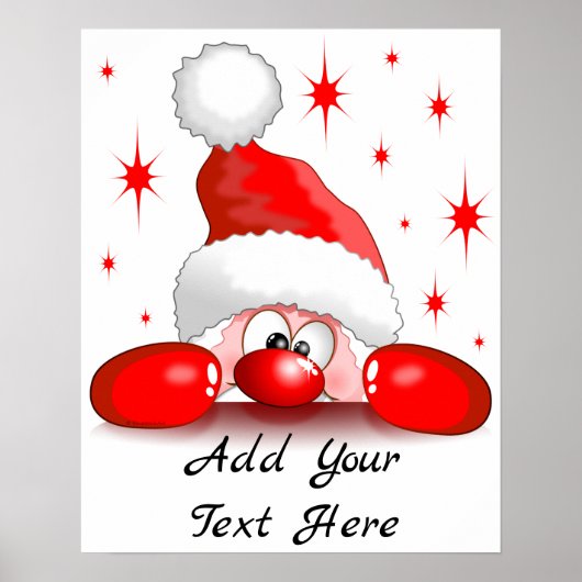 Poster Santa Cartoon Cute Peeking Character © BluedarkArt (Devant)