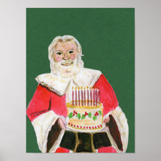 Poster Santa Celebration Green Background