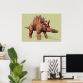 Poster Santa Claus À cheval Sur Stegosaurus (Bureau à domicile)