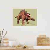 Poster Santa Claus À cheval Sur Stegosaurus (Cuisine)