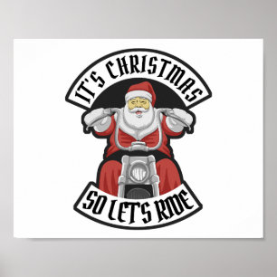 Poster Santa Claus à moto