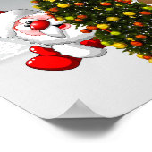 Poster Santa claus and reindeer behind a christmas tree.j (Coin)