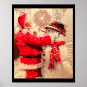 Poster Santa Claus And Snowman In Snowfall (Devant)