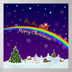 Poster Santa Claus arc-en-ciel