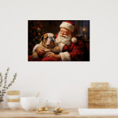 Poster Santa Claus avec Bulldog anglais (Cuisine)