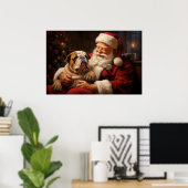 Poster Santa Claus avec Bulldog anglais (Bureau à domicile)