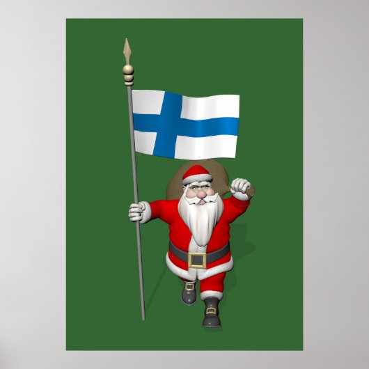 Poster Santa Claus Avec L'Enseigne Finlande (Devant)