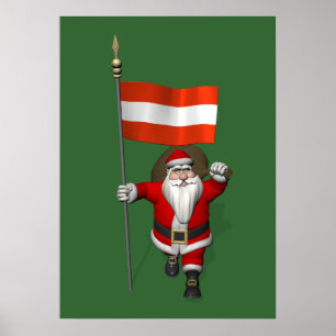 Poster Santa Claus Avec L'Ensigne D'Österreich