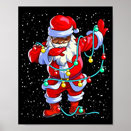 Poster Santa Claus Black Christmas Afro African American (Devant)