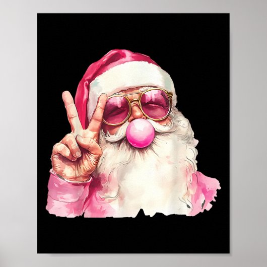 Poster Santa Claus Blowing Bubble Gum Nk Sungles Christma (Devant)