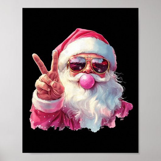 Poster Santa Claus Blowing Bubble Gum Nk Sungles Christma (Devant)