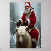 Poster Santa Claus chevauchant un ours polaire | AI Art P (Devant)