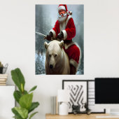 Poster Santa Claus chevauchant un ours polaire | AI Art P (Bureau à domicile)