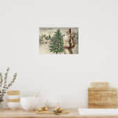 Poster Santa Claus Christmas Tree Sack of Toys Church (Cuisine)