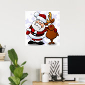 POSTER SANTA CLAUS ET RUDOLPH (Bureau à domicile)