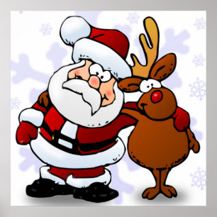 POSTER SANTA CLAUS ET RUDOLPH