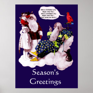 Poster SANTA CLAUS, PETITE ANGEL & MERLIN Noël Party