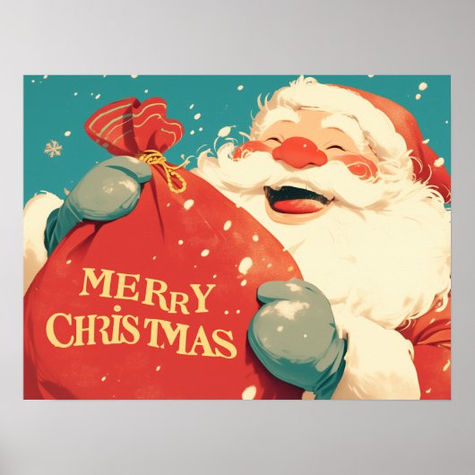 Poster Santa Claus Preparing Christmas Gifts - Retro Art (Devant)