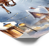 Poster Santa Claus & Reindeer Ride Snowy Scene Wall Art (Coin)