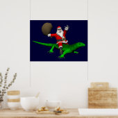 Poster Santa Claus Riding Green Lizard (Cuisine)