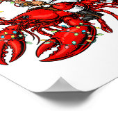 Poster Santa Claus Riding Lobster Lights Christmas Fishin (Coin)