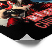 Poster Santa Claus Rock Guitare Joyeux Noël (Coin)