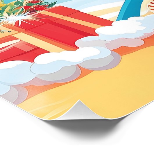 Poster Santa Claus Se détendre sur une plage tropicale (Coin)