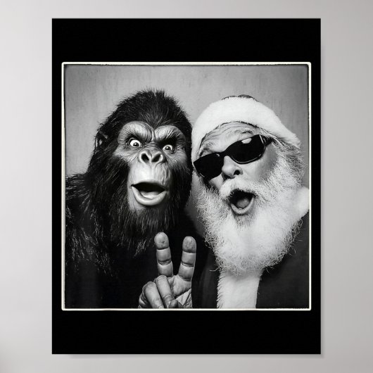 Poster Santa Claus Selfie Bigfoot Christmas Funny Sasquat (Devant)