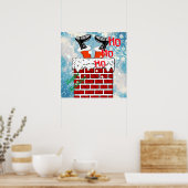 Poster Santa Claus stuck in chimney (Cuisine)