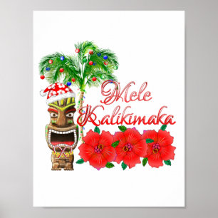 Poster Santa Claus Tiki Mele Kalikimaka