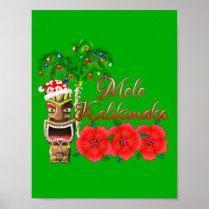 Poster Santa Claus Tiki Mele Kalikimaka