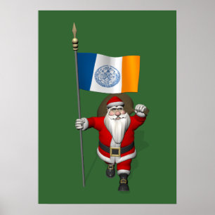 Poster Santa Claus With Ensign Of New York
