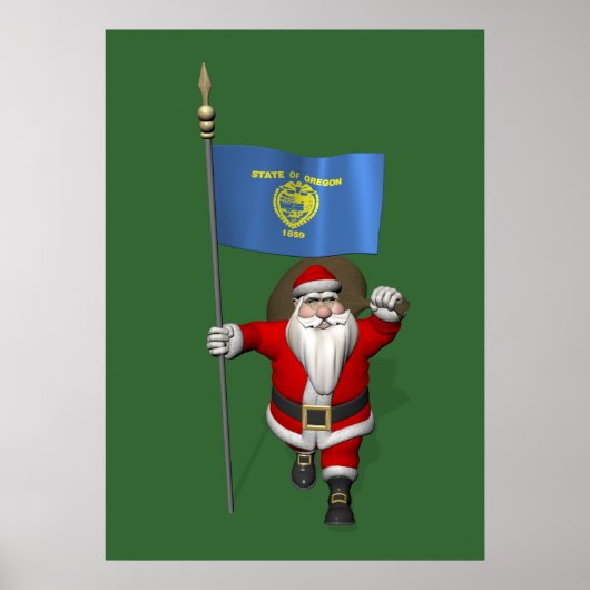 Poster Santa Claus with Ensign of Oregon (Devant)