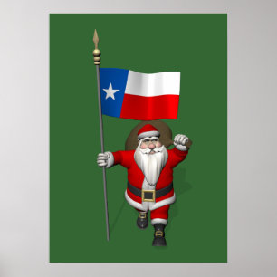 Poster Santa Claus with Ensign Of Texas