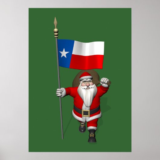 Poster Santa Claus with Ensign Of Texas (Devant)