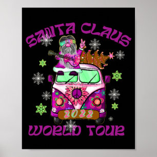 Poster SANTA CLAUS WORLD TOUR drôle style années 70