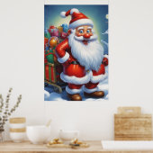 Poster Santa Clause Joyeux Noël Bonne année (Cuisine)