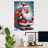 Poster Santa Clause Joyeux Noël Bonne année (Bureau à domicile)