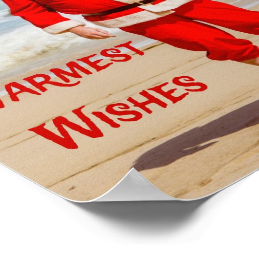 Poster Santa Clause sur la plage les plus chauds souhaits (Coin)