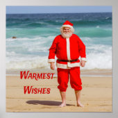 Poster Santa Clause sur la plage les plus chauds souhaits (Devant)