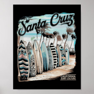 Poster Santa Cruz Hommes Femmes Californie Rétro Coucher