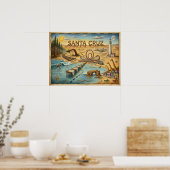 Poster Santa Cruz Pop Art Map – Bold Coastal Landmark (Cuisine)
