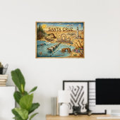 Poster Santa Cruz Pop Art Map – Bold Coastal Landmark (Bureau à domicile)