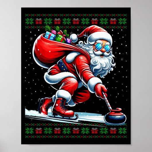 Poster Santa Curling Ugly Christmas Sweater (Devant)