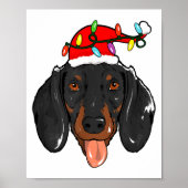 Poster Santa Dachshund Light Christmas  (Devant)