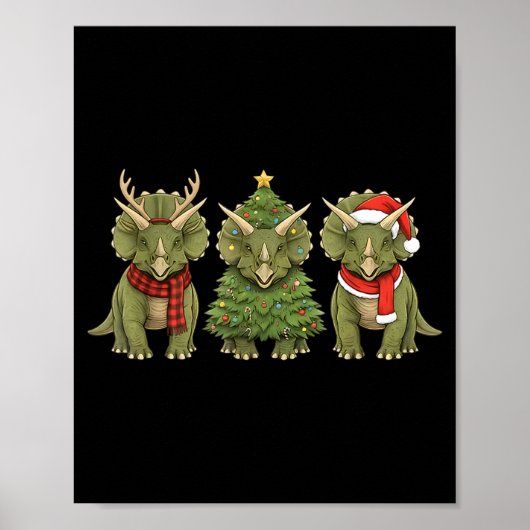 Poster Santa Dinosaur Christmas Tree Triceratops Lover Xm (Devant)
