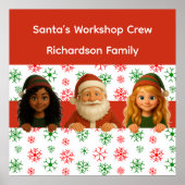 Poster Santa & Elf Faces | North Pole Fun Christmas Door  (Devant)