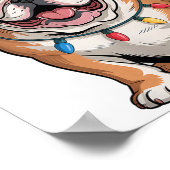 Poster Santa English Bulldog Reindeer Light Christmas  (Coin)