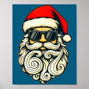 Poster Santa Face Lunettes de Soleil Rétro 6 7 Noël 67 Sa