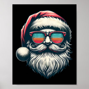 Poster Santa Face Lunettes de soleil rétro Noël Xmas Homm